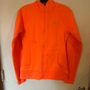 Under Armour cold gear neon, orange, full zip hoodie, size ladies, small